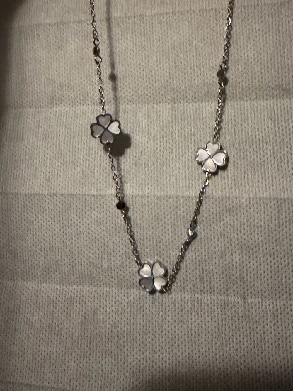 Silver Four-Leaf Clover Station Necklace - Women Jewelry